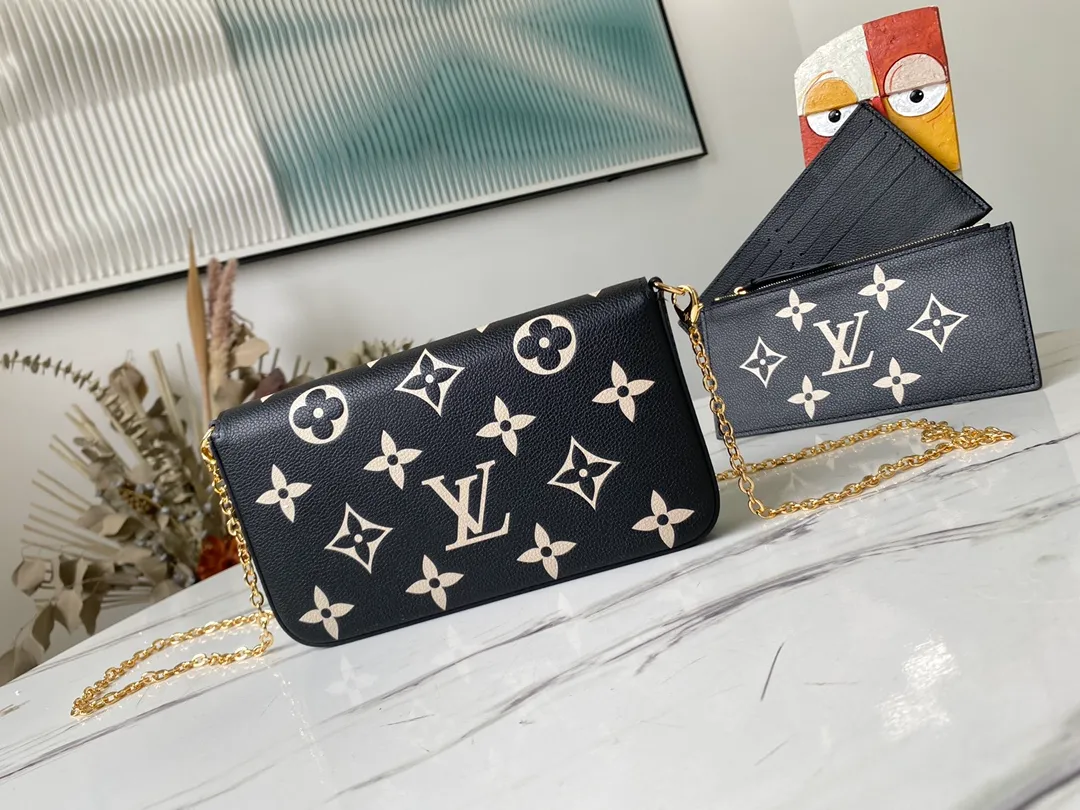 LOUIS VUITTON FÉLICIE POCHETTE BAG SUPPLE GRAINED COWHIDE LEATHER BLACK M80482_3 LOUIS VUITTON FELICIE POCHETTE BAG SUPPLE GRAINED COWHIDE LEATHER BLACK M80482 3