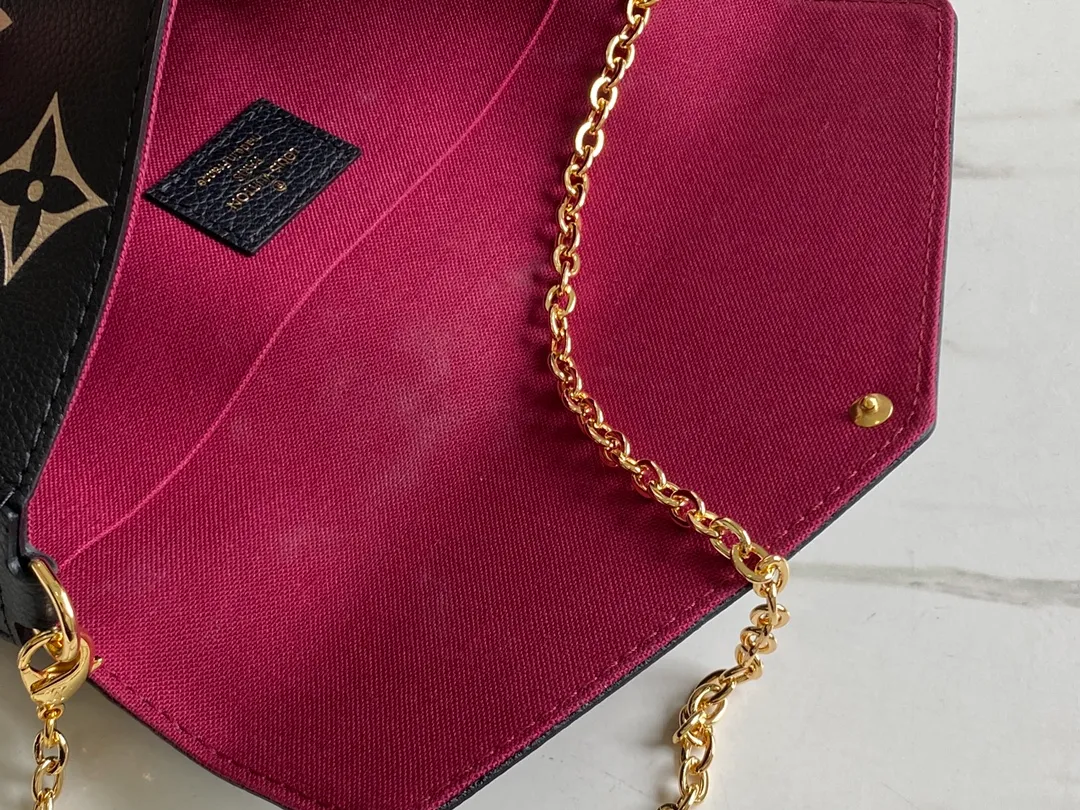 LOUIS VUITTON FÉLICIE POCHETTE BAG SUPPLE GRAINED COWHIDE LEATHER BLACK M80482_6 LOUIS VUITTON FELICIE POCHETTE BAG SUPPLE GRAINED COWHIDE LEATHER BLACK M80482 6