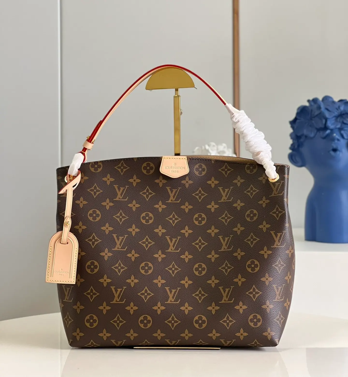 LOUIS VUITTON GRACEFUL PM HOBO BAG MONOGRAM COATED CANVAS BEIGE M43701_1 LOUIS VUITTON GRACEFUL PM HOBO BAG MONOGRAM COATED CANVAS BEIGE M43701 1