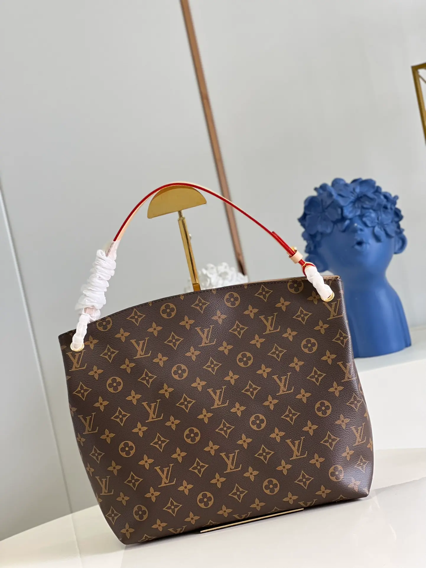 LOUIS VUITTON GRACEFUL PM HOBO BAG MONOGRAM COATED CANVAS BEIGE M43701_3 LOUIS VUITTON GRACEFUL PM HOBO BAG MONOGRAM COATED CANVAS BEIGE M43701 3