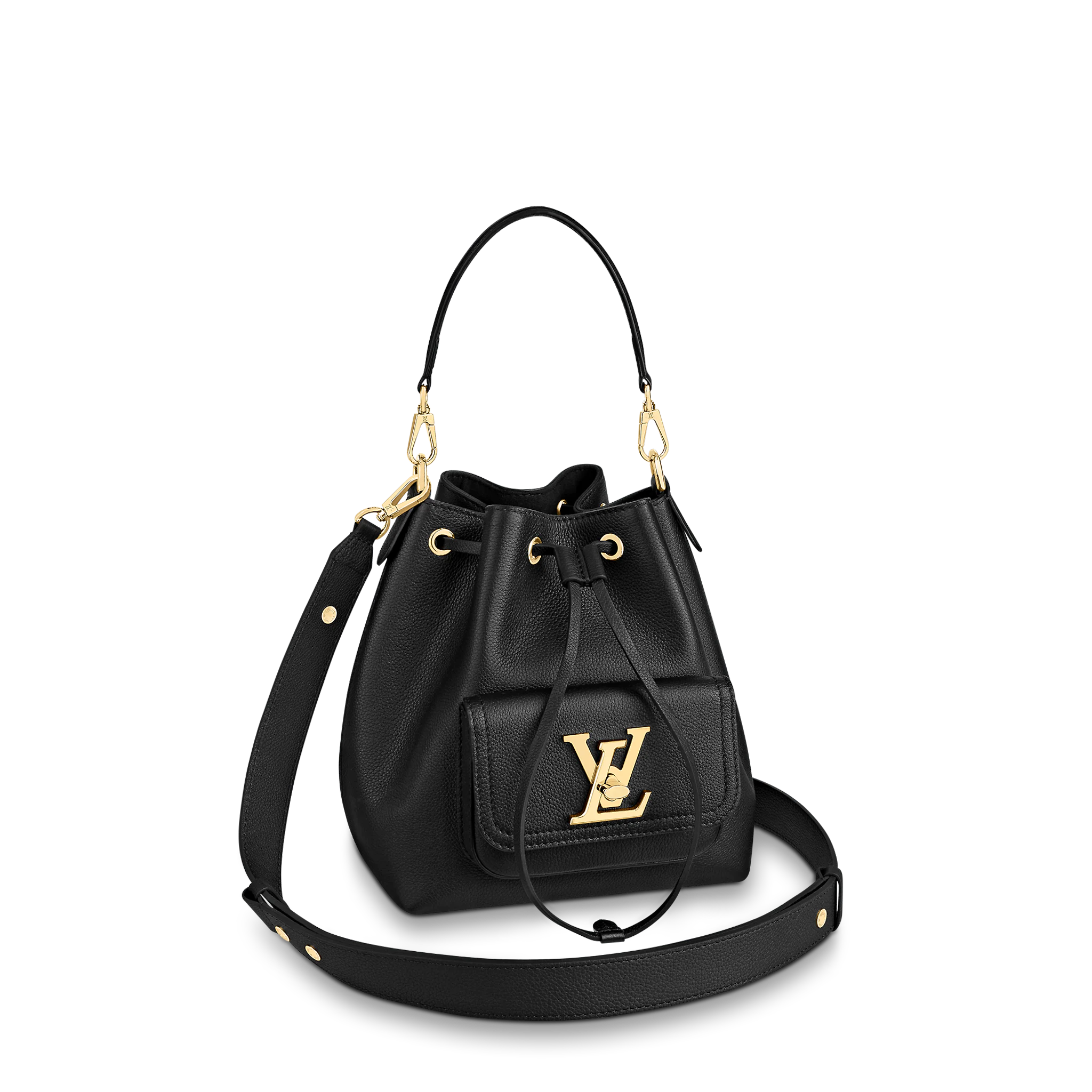 LOUIS VUITTON LOCKME BUCKET GRAINED CALF LEATHER BLACK M57687 LOUIS VUITTON LOCKME BUCKET GRAINED CALF LEATHER BLACK M57687