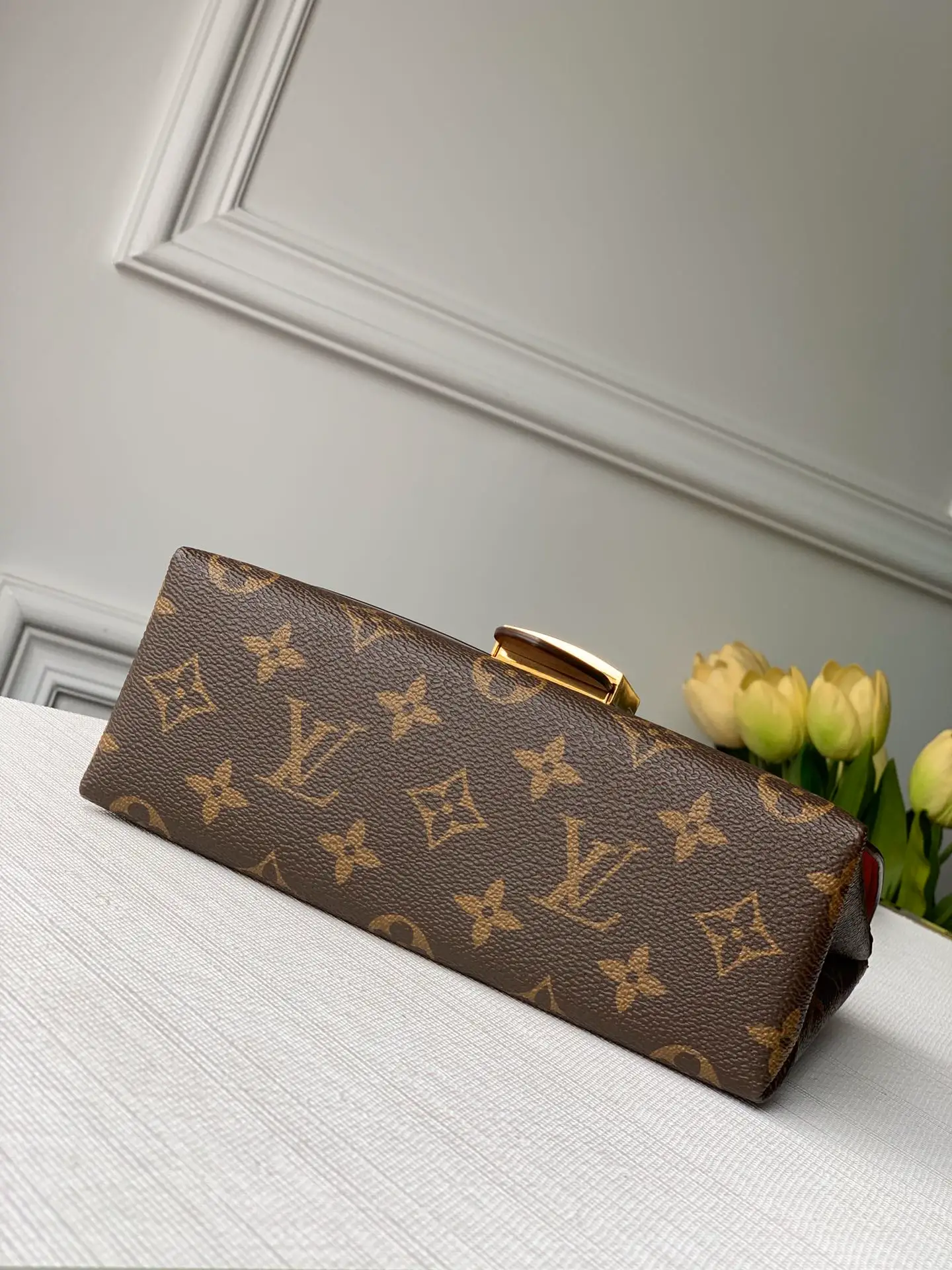 LOUIS VUITTON LOCKY BB BAG MONOGRAM COATED CANVAS COQUELICOT RED M44322_5 LOUIS VUITTON LOCKY BB BAG MONOGRAM COATED CANVAS COQUELICOT RED M44322 5