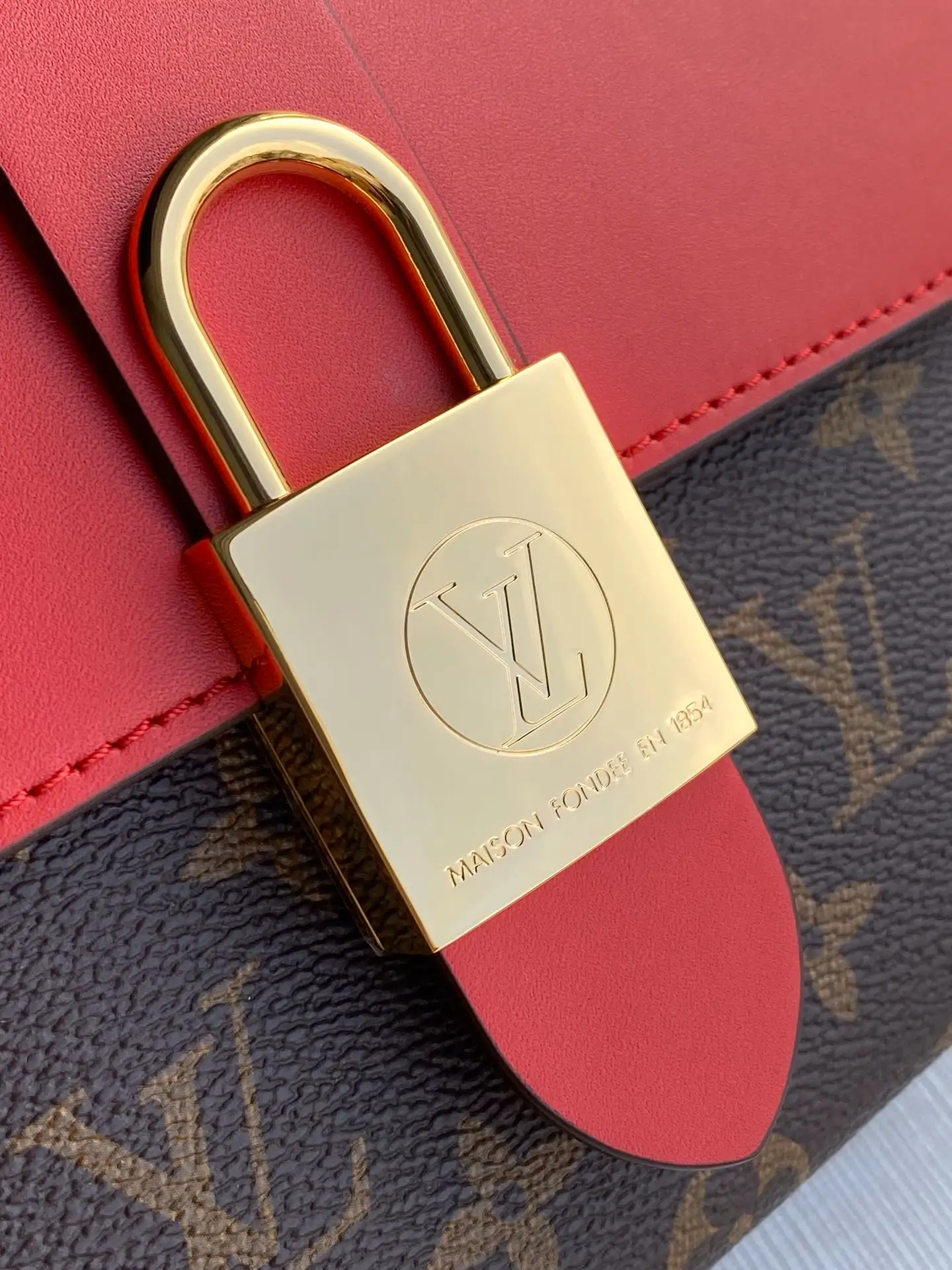 LOUIS VUITTON LOCKY BB BAG MONOGRAM COATED CANVAS COQUELICOT RED M44322_6 LOUIS VUITTON LOCKY BB BAG MONOGRAM COATED CANVAS COQUELICOT RED M44322 6