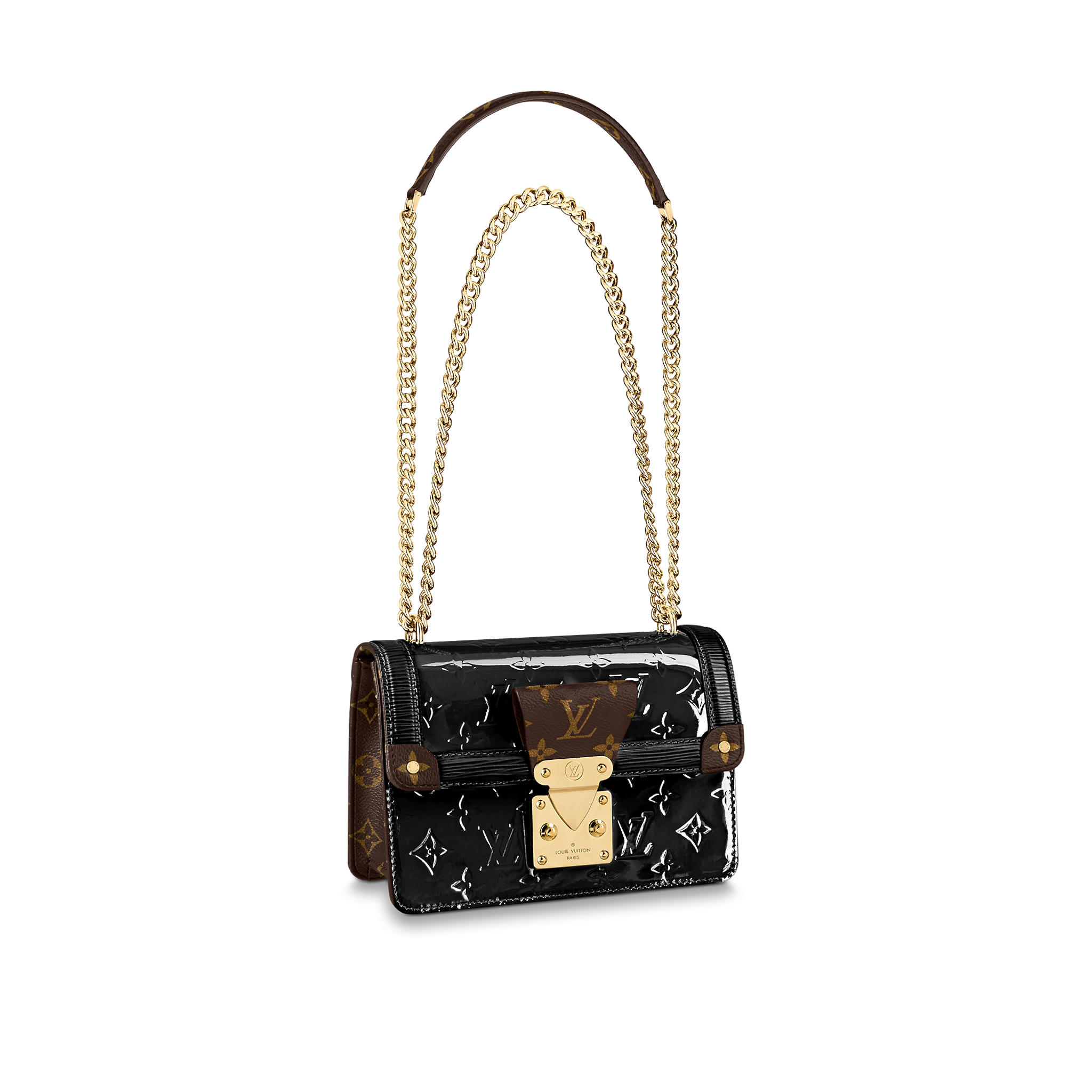 LOUIS VUITTON LV WYNWOOD CHAIN BAG MONOGRAM VERNIS COWHIDE BLACK M90516 LOUIS VUITTON LV WYNWOOD CHAIN BAG MONOGRAM VERNIS COWHIDE BLACK M90516