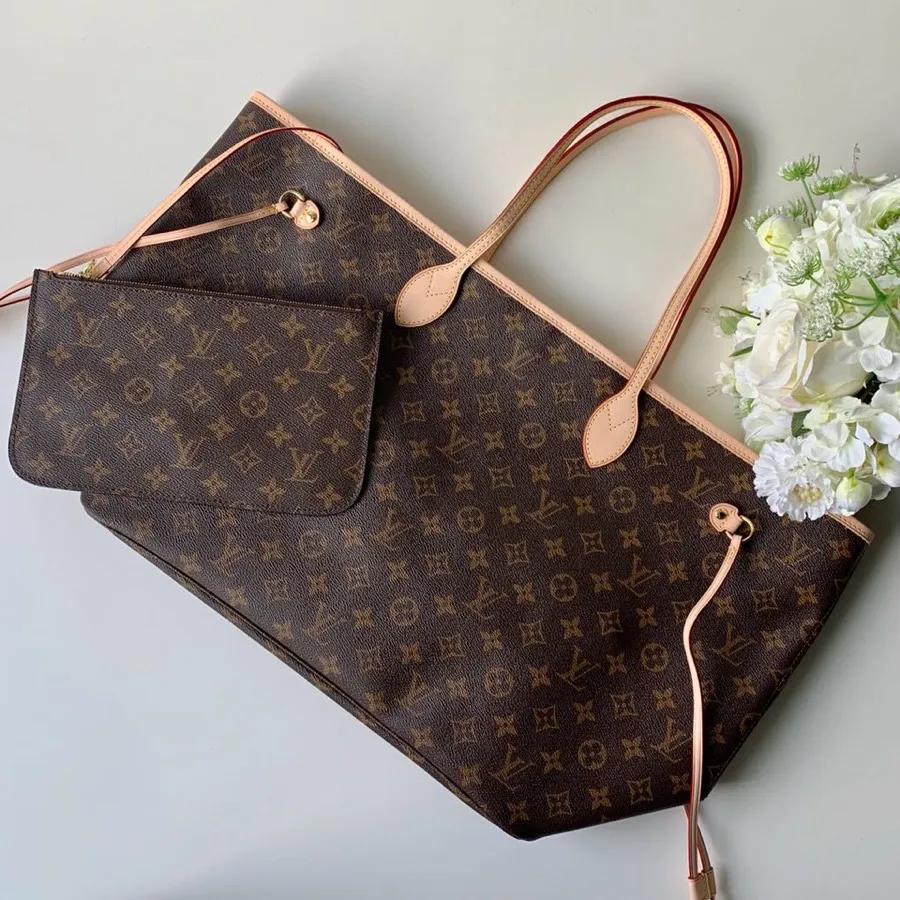 LOUIS VUITTON NEVERFULL GM TOTE BAG MONOGRAM COATED CANVAS BEIGE M40990_2 LOUIS VUITTON NEVERFULL GM TOTE BAG MONOGRAM COATED CANVAS BEIGE M40990 2