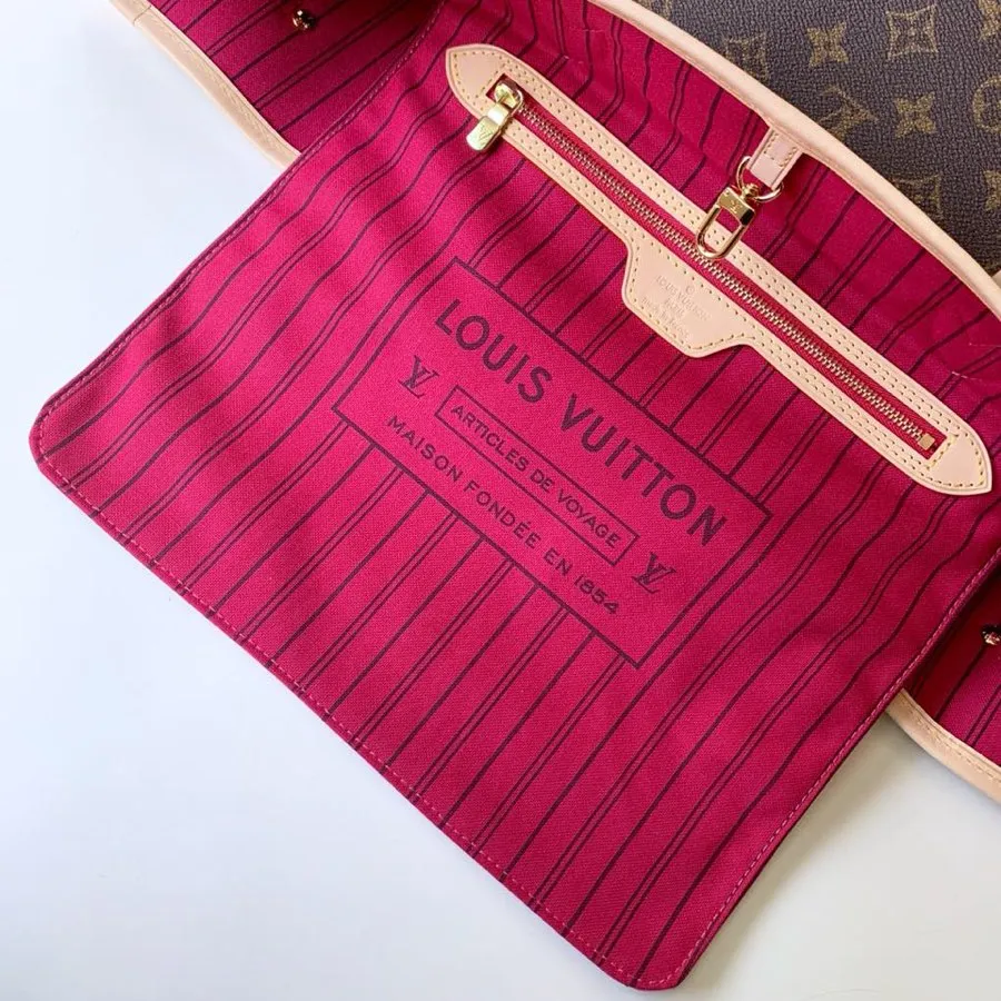 LOUIS VUITTON NEVERFULL GM TOTE BAG MONOGRAM COATED CANVAS PIVOINE PINK M41180_9 LOUIS VUITTON NEVERFULL GM TOTE BAG MONOGRAM COATED CANVAS PIVOINE PINK M41180 9