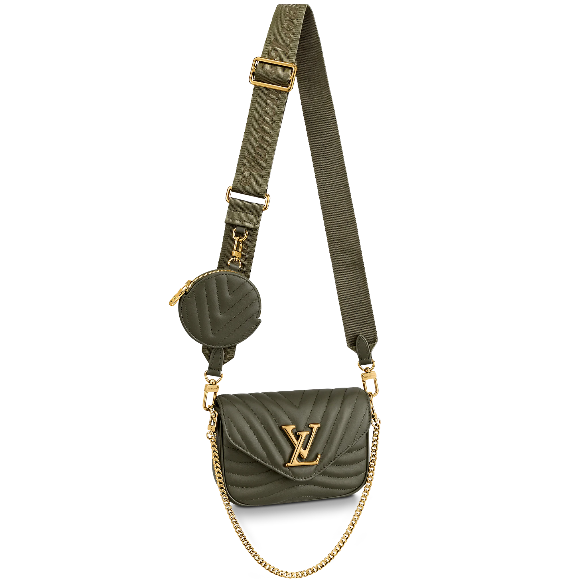 LOUIS VUITTON NEW WAVE MULTI-POCHETTE SMOOTH COWHIDE LEATHER KHAKI GREEN M56471 LOUIS VUITTON NEW WAVE MULTI POCHETTE SMOOTH COWHIDE LEATHER KHAKI GREEN M56471