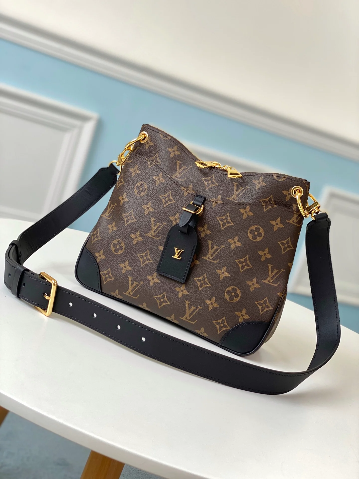 LOUIS VUITTON ODÉON PM SHOULDER BAG MONOGRAM COATED CANVAS BLACK M45353_1 LOUIS VUITTON ODEON PM SHOULDER BAG MONOGRAM COATED CANVAS BLACK M45353 1