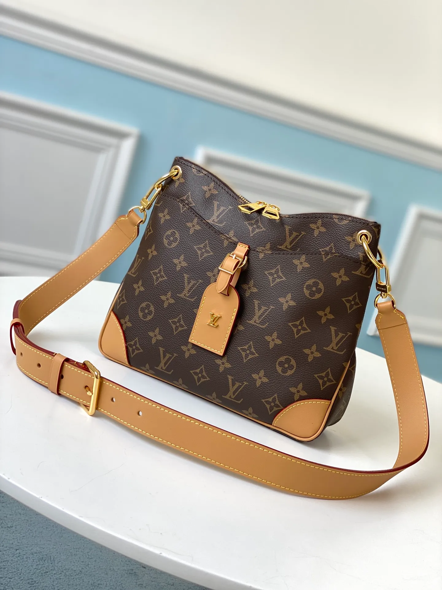 LOUIS VUITTON ODÉON PM SHOULDER BAG MONOGRAM COATED CANVAS NATURAL M45354_1 LOUIS VUITTON ODEON PM SHOULDER BAG MONOGRAM COATED CANVAS NATURAL M45354 1