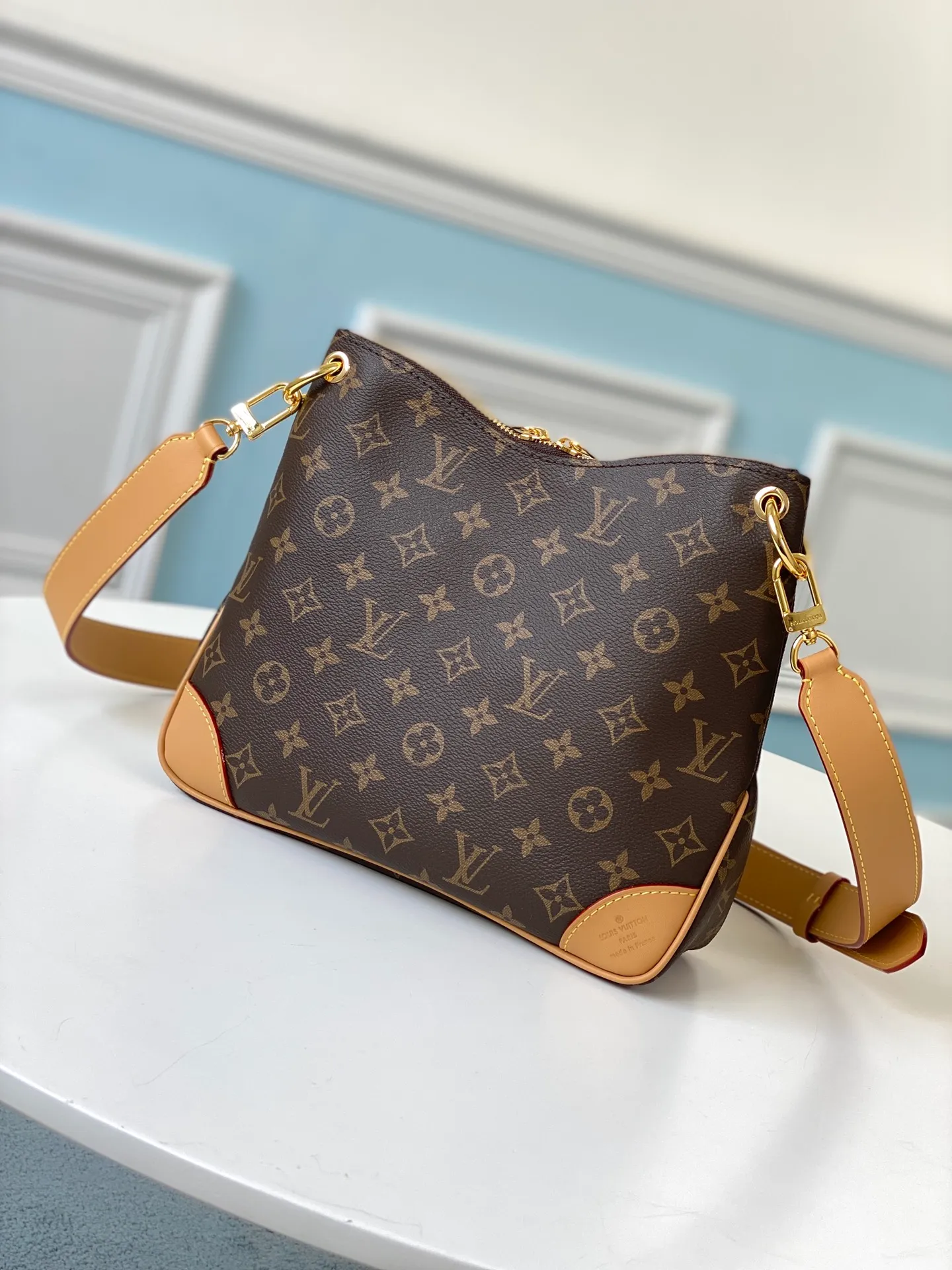 LOUIS VUITTON ODÉON PM SHOULDER BAG MONOGRAM COATED CANVAS NATURAL M45354_3 LOUIS VUITTON ODEON PM SHOULDER BAG MONOGRAM COATED CANVAS NATURAL M45354 3