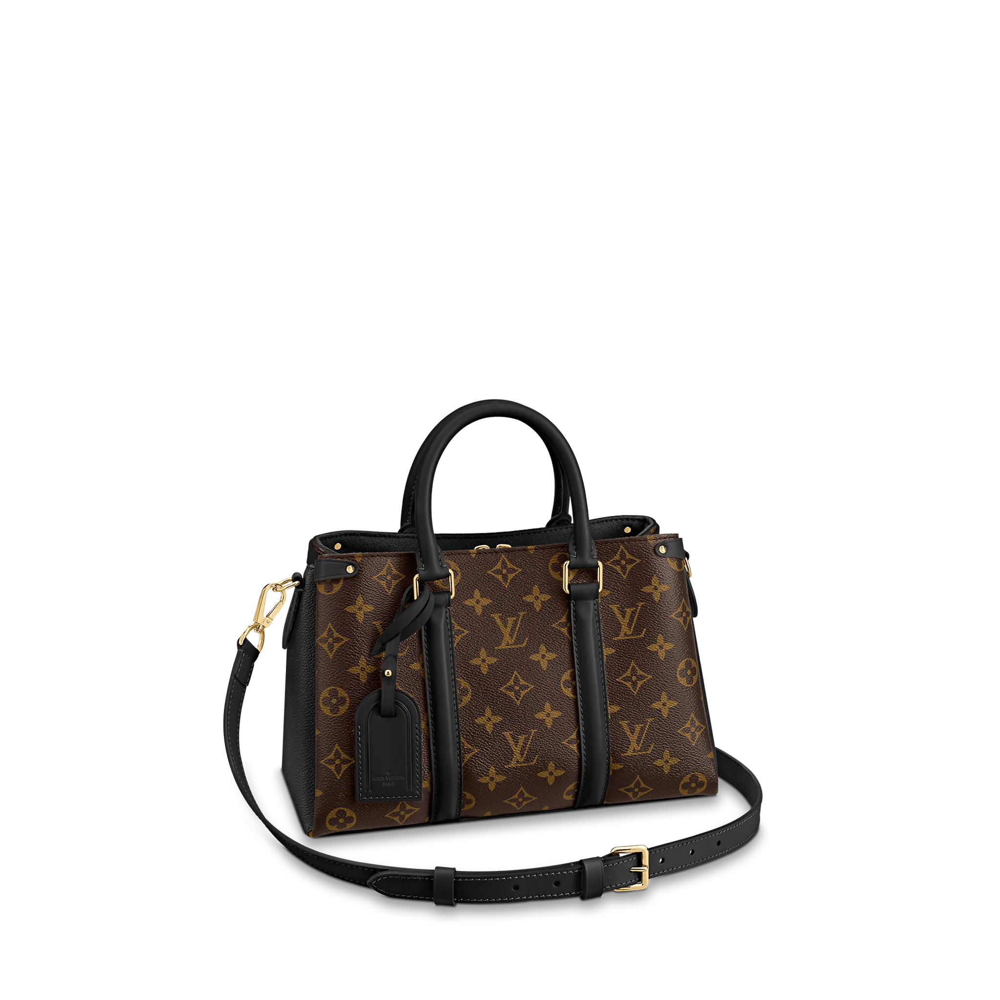 LOUIS VUITTON SOUFFLOT BB HANDBAG MONOGRAM COATED CANVAS BLACK M44898 LOUIS VUITTON SOUFFLOT BB HANDBAG MONOGRAM COATED CANVAS BLACK M44898