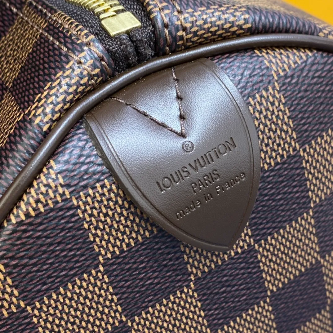 LOUIS VUITTON SPEEDY 25 HANDBAG DAMIER EBENE COATED CANVAS N41365_6 LOUIS VUITTON SPEEDY 25 HANDBAG DAMIER EBENE COATED CANVAS N41365 6