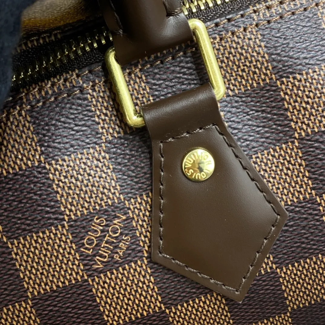 LOUIS VUITTON SPEEDY 25 HANDBAG DAMIER EBENE COATED CANVAS N41365_7 LOUIS VUITTON SPEEDY 25 HANDBAG DAMIER EBENE COATED CANVAS N41365 7