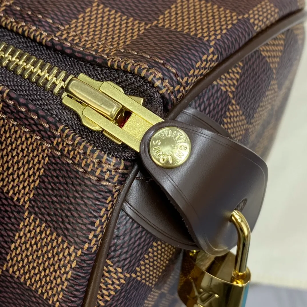 LOUIS VUITTON SPEEDY 25 HANDBAG DAMIER EBENE COATED CANVAS N41365_8 LOUIS VUITTON SPEEDY 25 HANDBAG DAMIER EBENE COATED CANVAS N41365 8