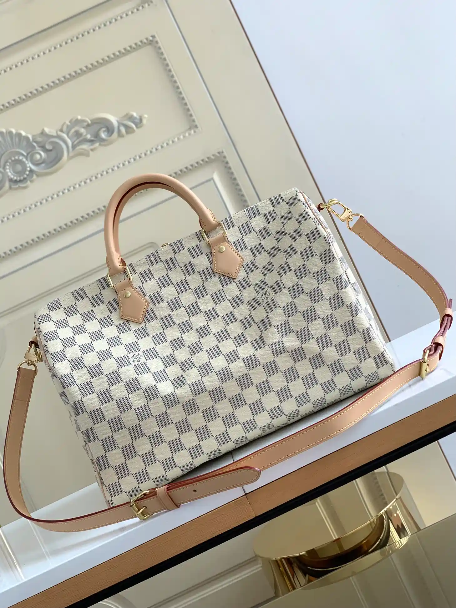 LOUIS VUITTON SPEEDY 35 HANDBAG DAMIER AZUR COATED CANVAS N41369_2 LOUIS VUITTON SPEEDY 35 HANDBAG DAMIER AZUR COATED CANVAS N41369 2