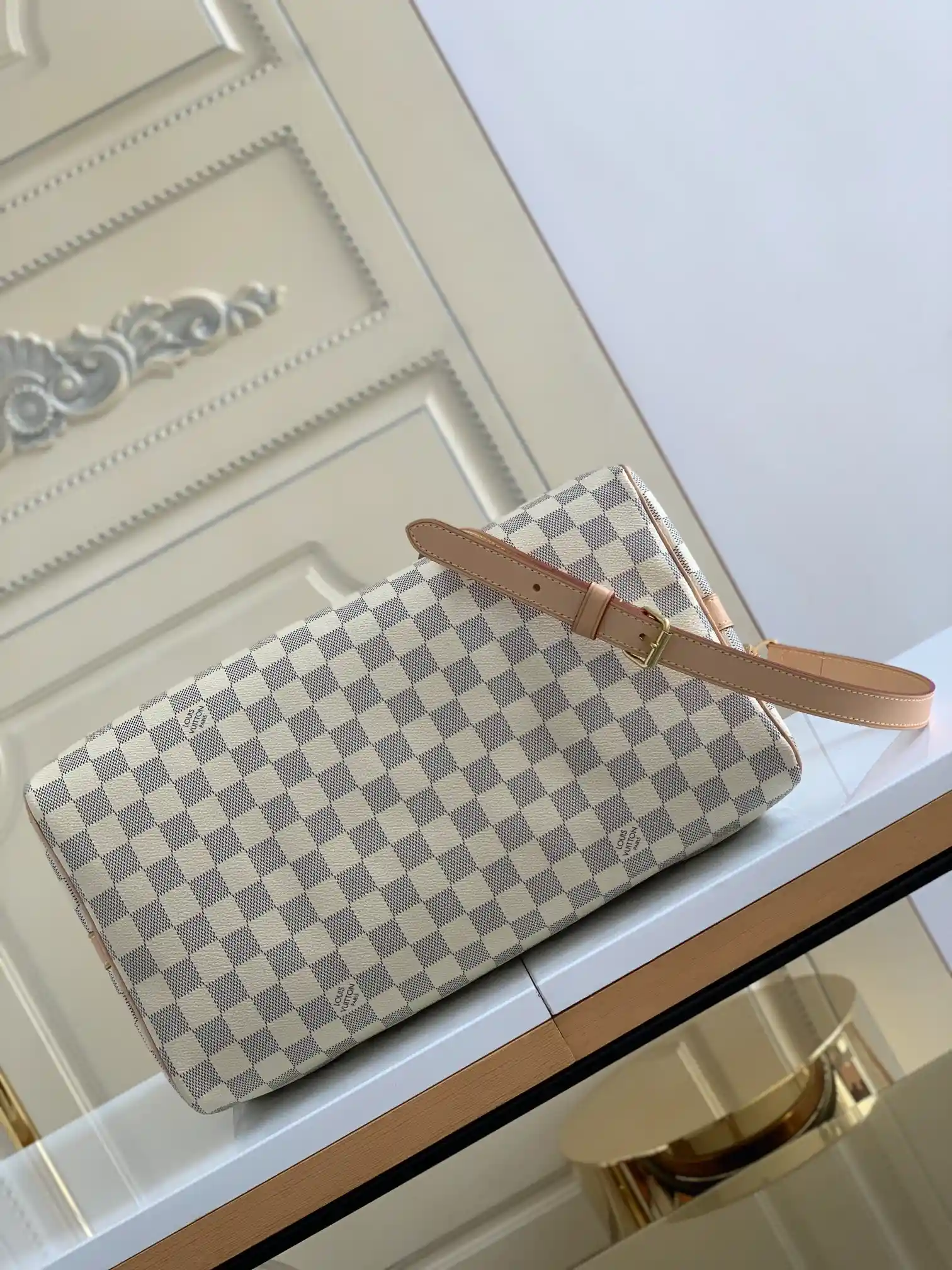 LOUIS VUITTON SPEEDY 35 HANDBAG DAMIER AZUR COATED CANVAS N41369_4 LOUIS VUITTON SPEEDY 35 HANDBAG DAMIER AZUR COATED CANVAS N41369 4