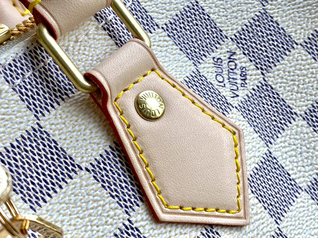 LOUIS VUITTON SPEEDY BANDOULIÈRE 25 HANDBAG DAMIER AZUR COATED CANVAS N41374_6 LOUIS VUITTON SPEEDY BANDOULIERE 25 HANDBAG DAMIER AZUR COATED CANVAS N41374 6