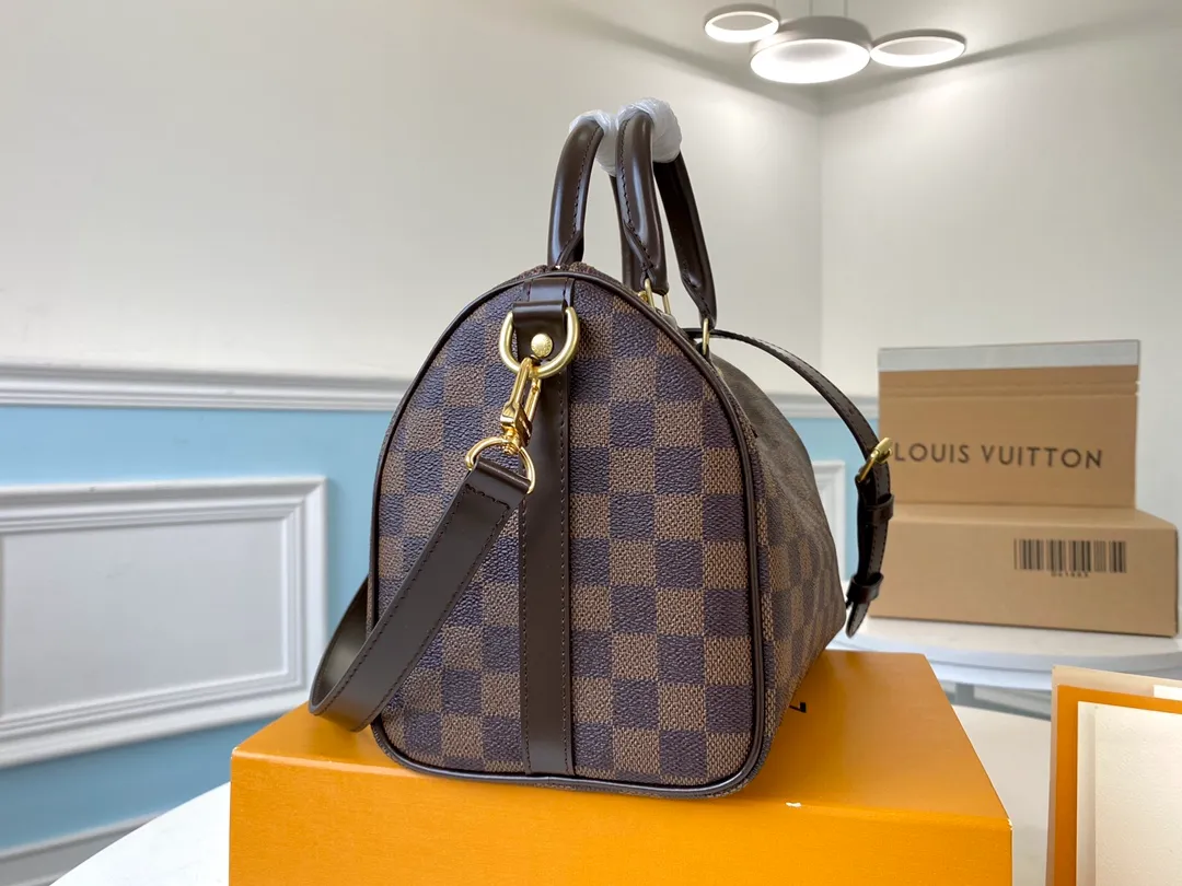 LOUIS VUITTON SPEEDY BANDOULIÈRE 25 HANDBAG DAMIER EBENE COATED CANVAS N41368_2 LOUIS VUITTON SPEEDY BANDOULIERE 25 HANDBAG DAMIER EBENE COATED CANVAS N41368 2