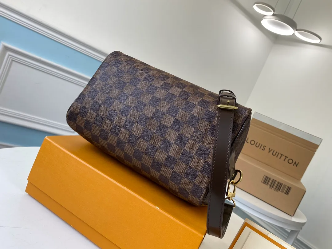 LOUIS VUITTON SPEEDY BANDOULIÈRE 25 HANDBAG DAMIER EBENE COATED CANVAS N41368_3 LOUIS VUITTON SPEEDY BANDOULIERE 25 HANDBAG DAMIER EBENE COATED CANVAS N41368 3