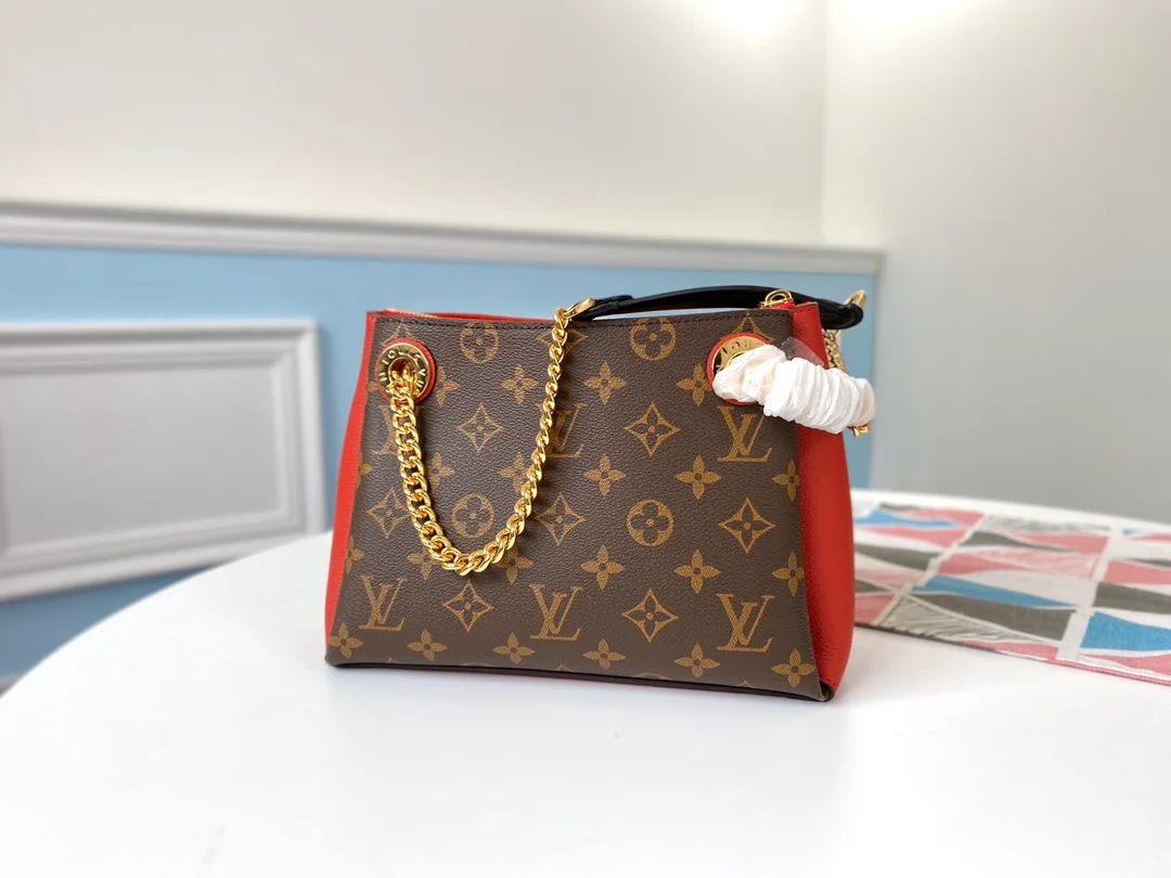 LOUIS VUITTON SURÈNE BB HANDBAG MONOGRAM COATED CANVAS CERISE RED M43776_1 LOUIS VUITTON SURENE BB HANDBAG MONOGRAM COATED CANVAS CERISE RED M43776 1