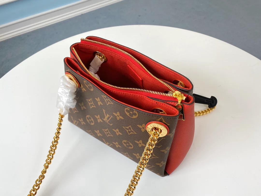 LOUIS VUITTON SURÈNE BB HANDBAG MONOGRAM COATED CANVAS CERISE RED M43776_5 LOUIS VUITTON SURENE BB HANDBAG MONOGRAM COATED CANVAS CERISE RED M43776 5