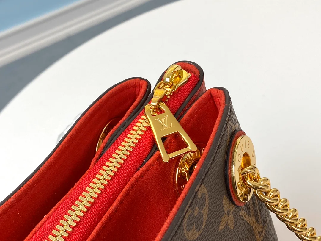 LOUIS VUITTON SURÈNE BB HANDBAG MONOGRAM COATED CANVAS CERISE RED M43776_8 LOUIS VUITTON SURENE BB HANDBAG MONOGRAM COATED CANVAS CERISE RED M43776 8