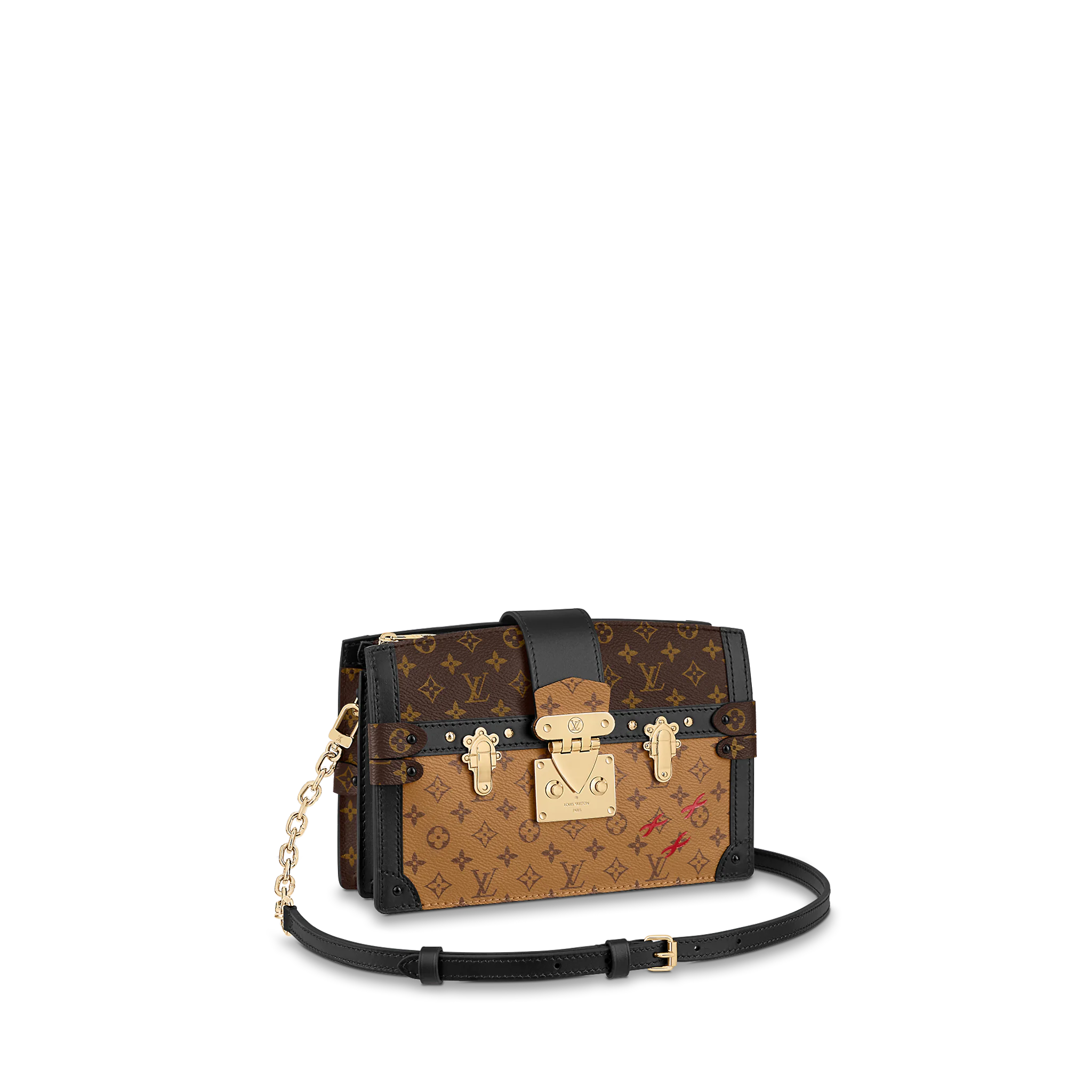 LOUIS VUITTON TRUNK CLUTCH HANDBAG MONOGRAM REVERSE COATED CANVAS M43596 LOUIS VUITTON TRUNK CLUTCH HANDBAG MONOGRAM REVERSE COATED CANVAS M43596