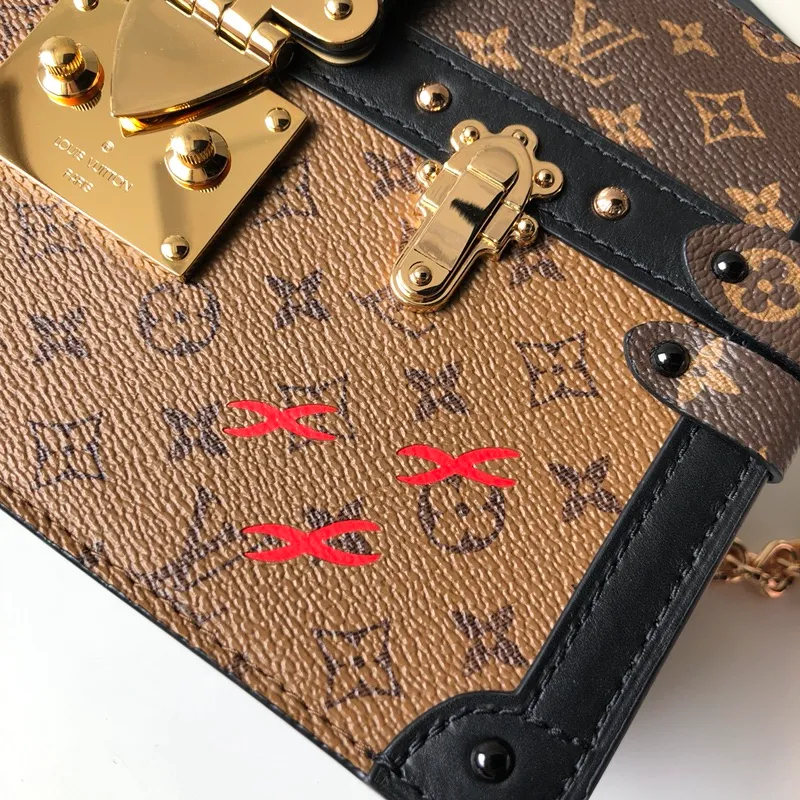 LOUIS VUITTON TRUNK CLUTCH HANDBAG MONOGRAM REVERSE COATED CANVAS M43596_7 LOUIS VUITTON TRUNK CLUTCH HANDBAG MONOGRAM REVERSE COATED CANVAS M43596 7