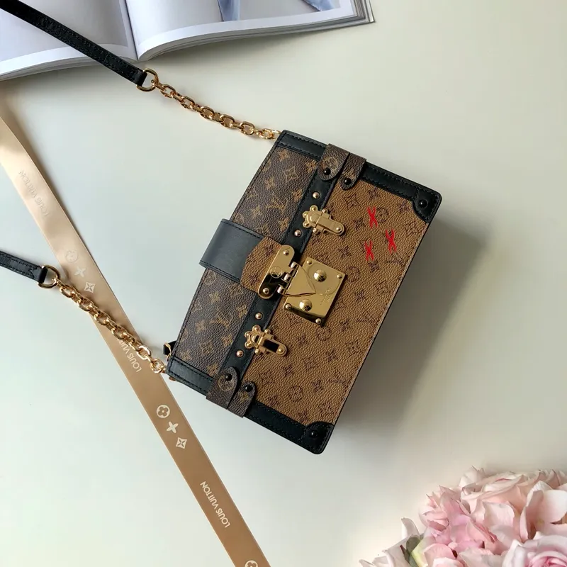 LOUIS VUITTON TRUNK CLUTCH HANDBAG MONOGRAM REVERSE COATED CANVAS M43596_9 LOUIS VUITTON TRUNK CLUTCH HANDBAG MONOGRAM REVERSE COATED CANVAS M43596 9