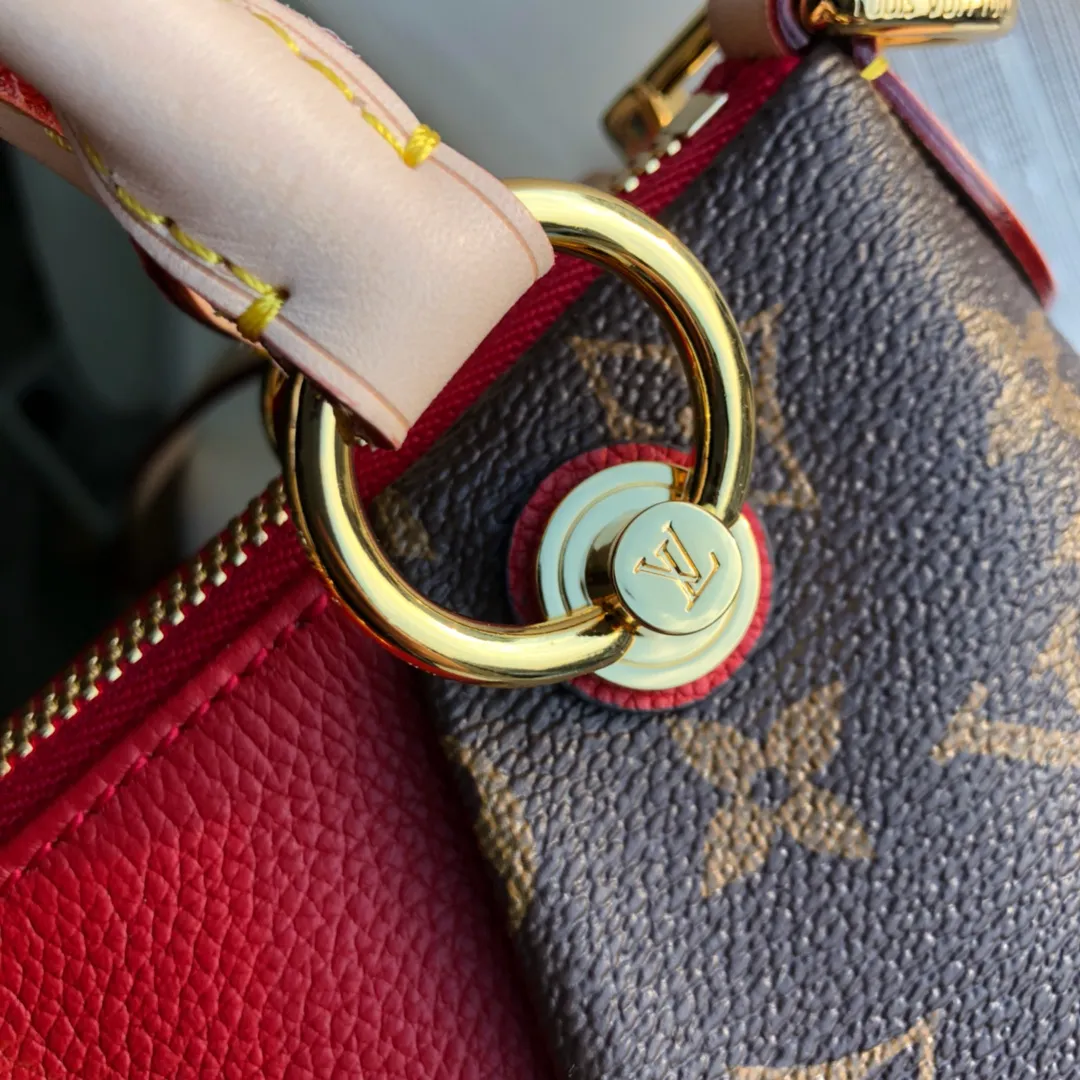 LOUIS VUITTON V TOTE HANDBAG MONOGRAM CANVAS CALFSKIN CERISE RED M43966_5 LOUIS VUITTON V TOTE HANDBAG MONOGRAM CANVAS CALFSKIN CERISE RED M43966 5