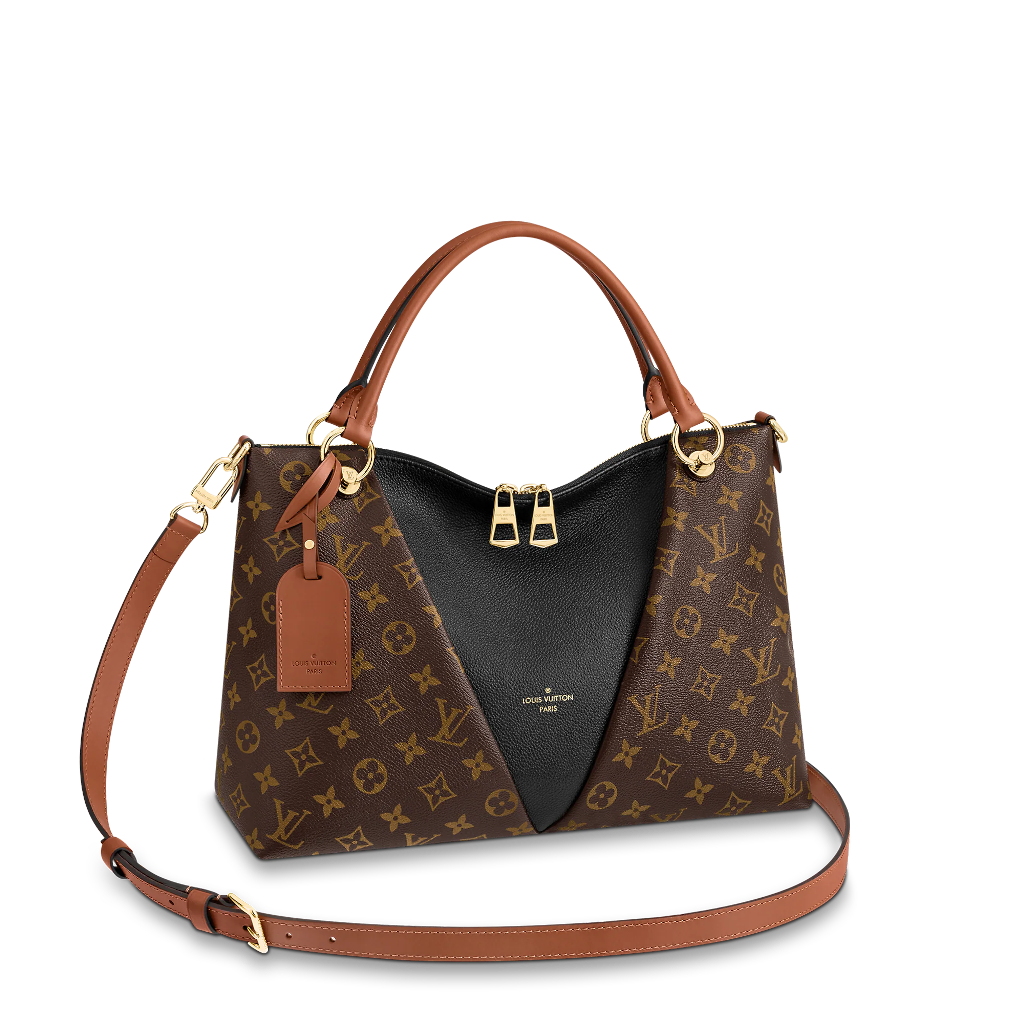 LOUIS VUITTON V TOTE MM HANDBAG MONOGRAM COATED CANVAS BLACK M43948 LOUIS VUITTON V TOTE MM HANDBAG MONOGRAM COATED CANVAS BLACK M43948