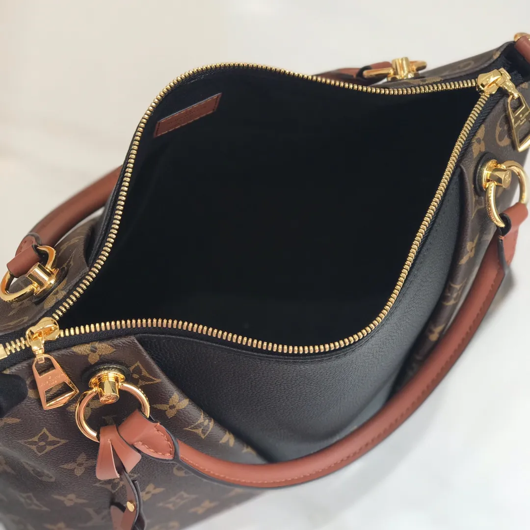 LOUIS VUITTON V TOTE MM HANDBAG MONOGRAM COATED CANVAS BLACK M43948_4 LOUIS VUITTON V TOTE MM HANDBAG MONOGRAM COATED CANVAS BLACK M43948 4