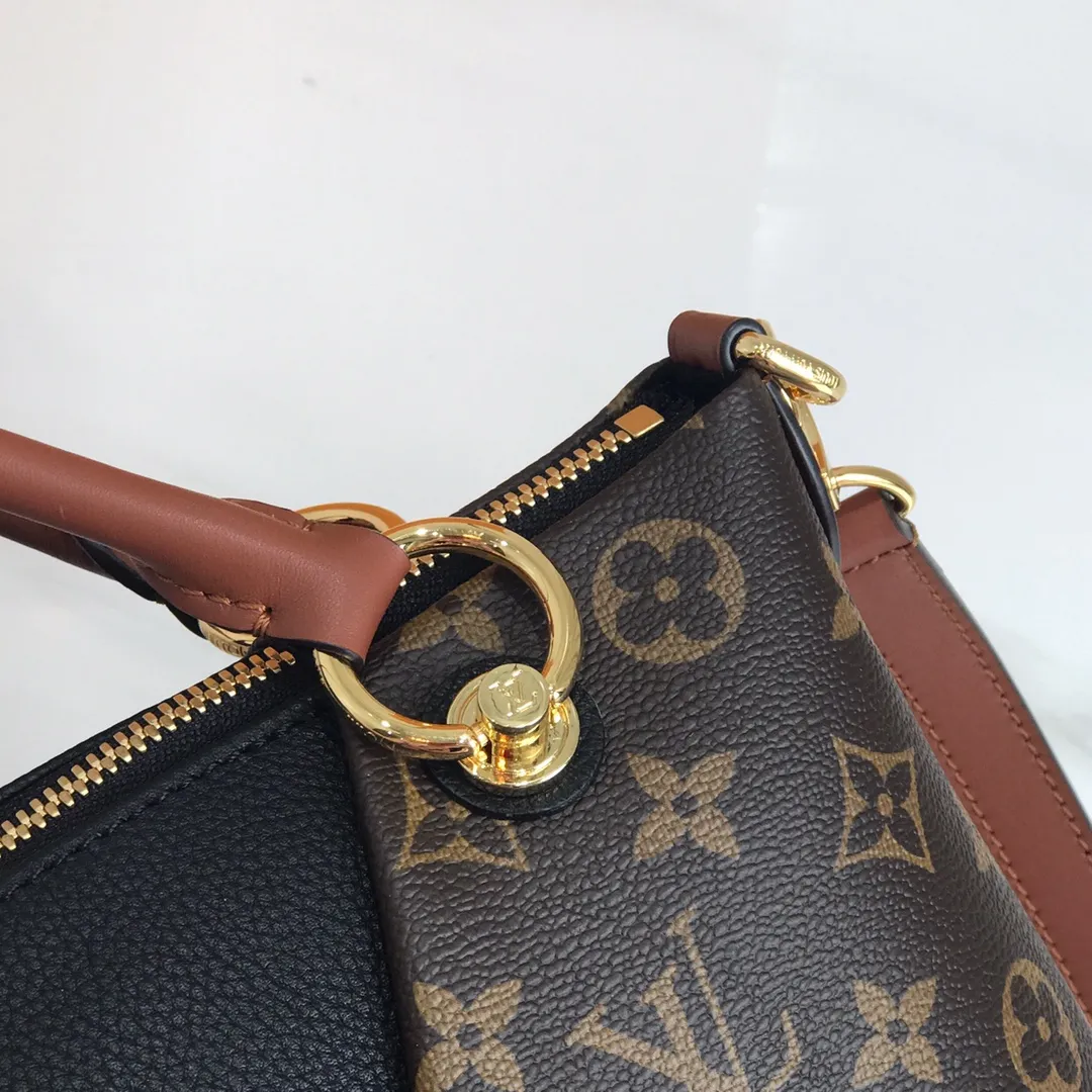 LOUIS VUITTON V TOTE MM HANDBAG MONOGRAM COATED CANVAS BLACK M43948_7 LOUIS VUITTON V TOTE MM HANDBAG MONOGRAM COATED CANVAS BLACK M43948 7