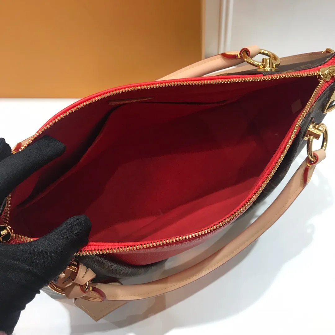 TOTE MM HANDBAG MONOGRAM COATED CANVAS CERISE RED M43957_5 TOTE MM HANDBAG MONOGRAM COATED CANVAS CERISE RED M43957 5