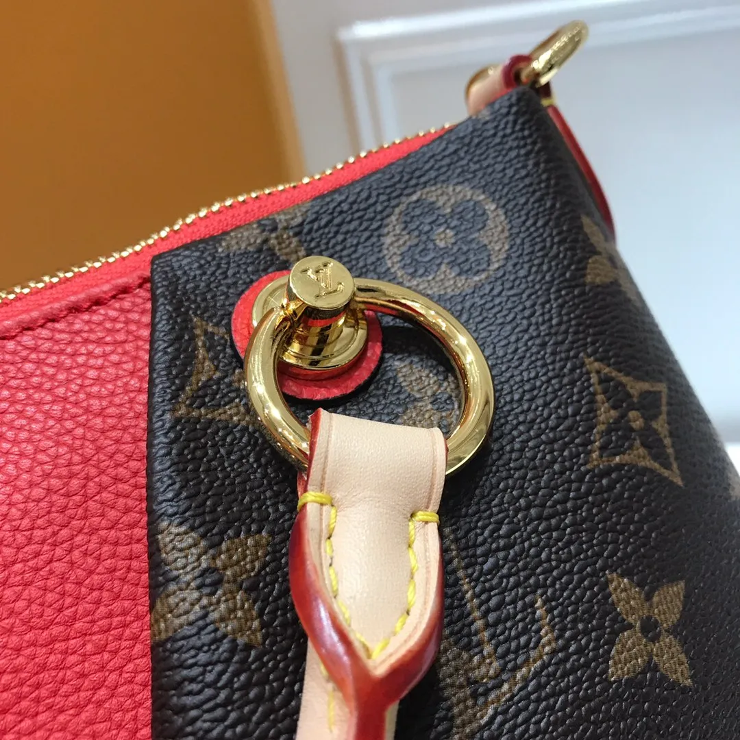 TOTE MM HANDBAG MONOGRAM COATED CANVAS CERISE RED M43957_8 TOTE MM HANDBAG MONOGRAM COATED CANVAS CERISE RED M43957 8